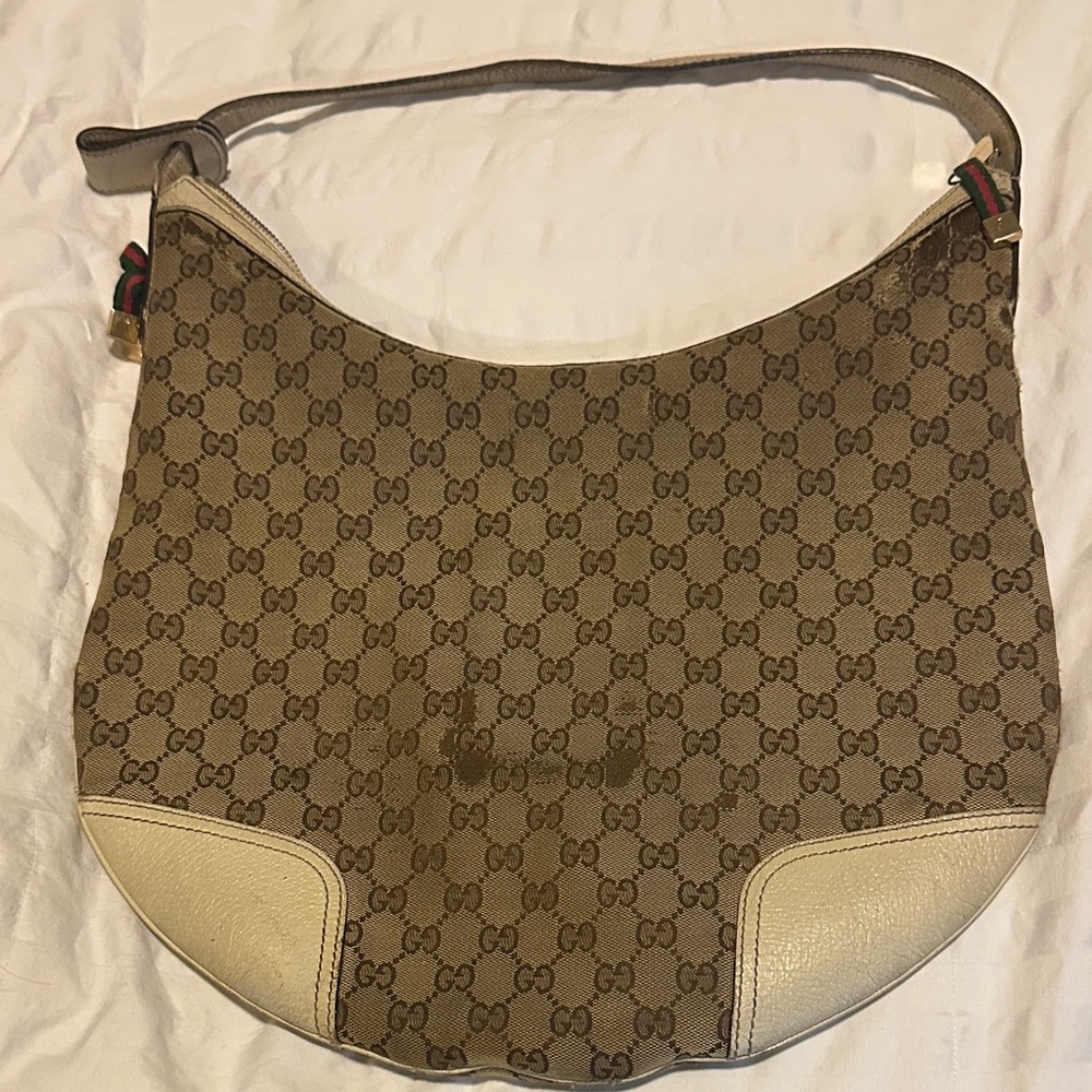 Gucci Tan and Cream Hobo Bag